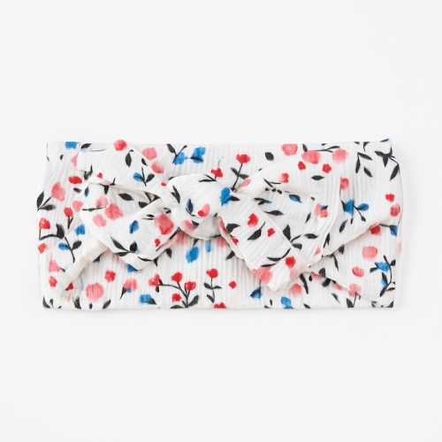 Βρεφική Κορδέλα με Φλοράλ και Φιόγκο White floral 8186